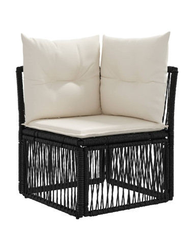 Set Divano da Giardino 8 pz Nero e Bianco Crema polyrattan
