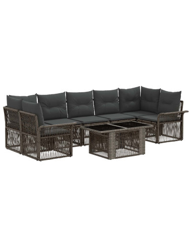 Set Divano da Giardino 8 pz Grigio e Grigio Scuro polyrattan