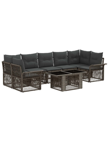 Set Divano da Giardino 8 pz Grigio e Grigio Scuro polyrattan