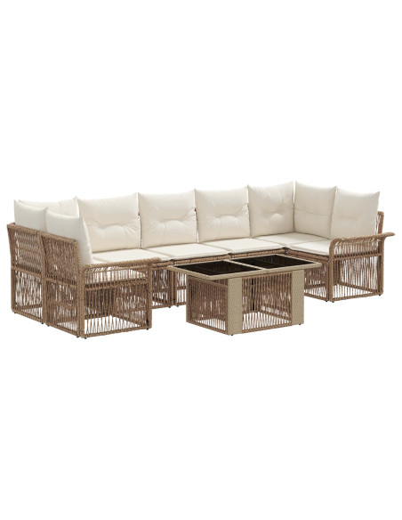 Set Divano da Giardino 8 pz Beige e Bianco Crema polyrattan
