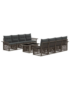 Set Divano da Giardino 9 pz Grigio e Grigio Scuro polyrattan 2