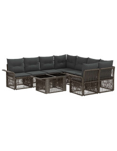 Set Divano da Giardino 9 pz Grigio e Grigio Scuro polyrattan 2