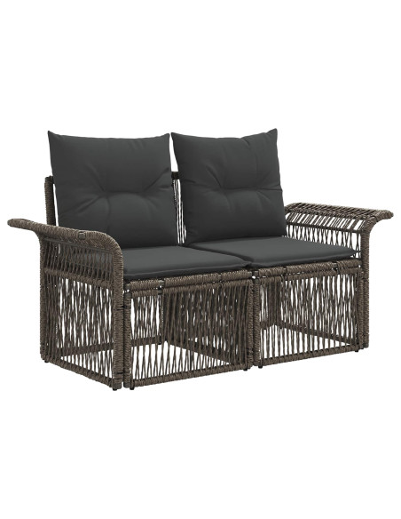 Set Divano da Giardino 9 pz Grigio e Grigio Scuro polyrattan