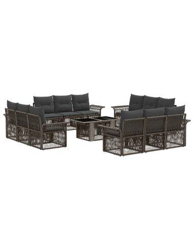 Set Divano da Giardino 13 pz Grigio e Grigio Scuro polyrattan