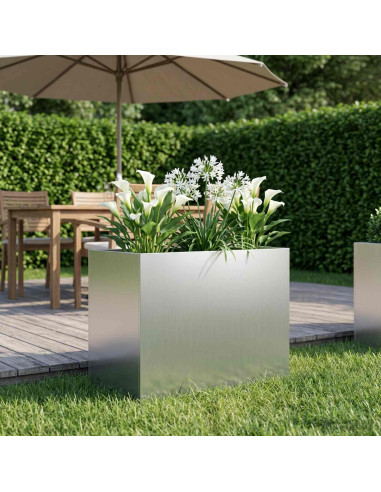 Vaso da giardino Argento 50 x 40 x 50 cm Acciaio zincato