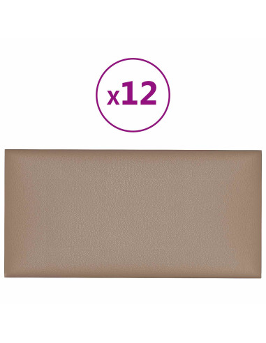 Testiera da Parete 12 pcs Cappuccino 60 x 30 cm Tessuto