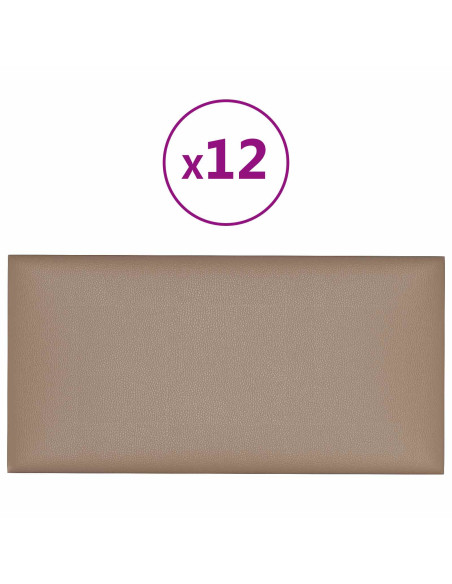 Testiera da Parete 12 pcs Cappuccino 60 x 30 cm Tessuto