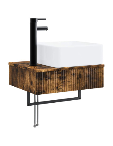 Set di mobili per il bagno 3 pz Rovere Fumo 33 x 34,5 x 160 cm