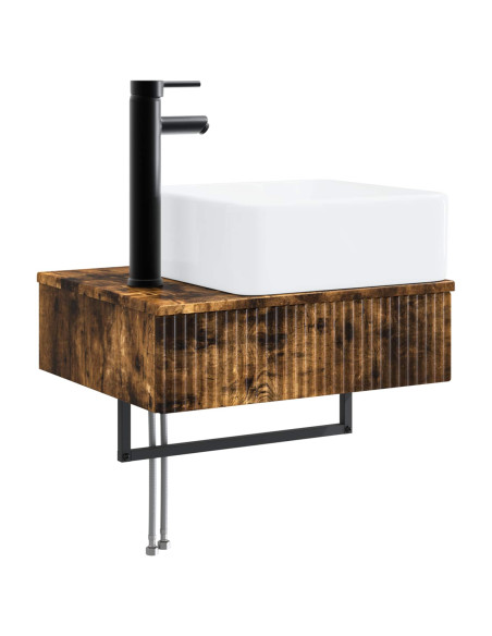 Set di mobili per il bagno 3 pz Rovere Fumo 33 x 34,5 x 160 cm