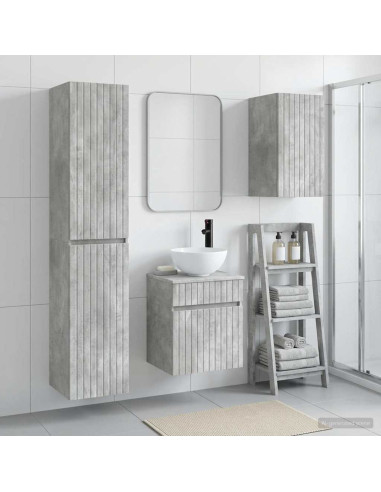 Set di mobili per il bagno 3 pz Grigio Cemento