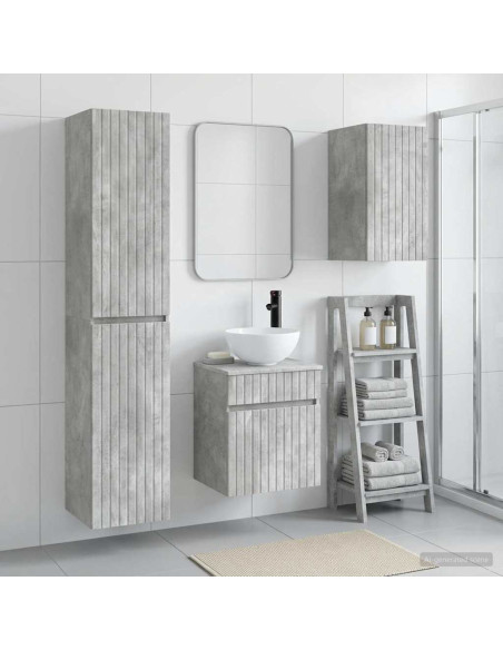 Set di mobili per il bagno 3 pz Grigio Cemento