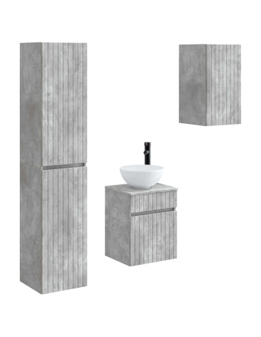 Set di mobili per il bagno 3 pz Grigio Cemento