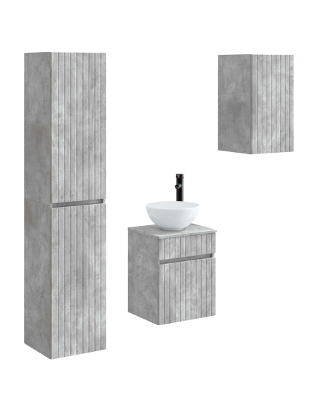 Set di mobili per il bagno 3 pz Grigio Cemento