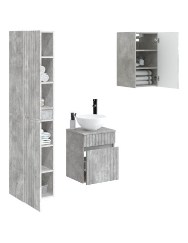 Set di mobili per il bagno 3 pz Grigio Cemento