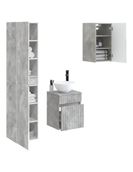 Set di mobili per il bagno 3 pz Grigio Cemento