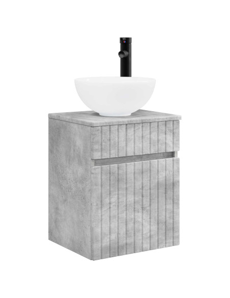 Set di mobili per il bagno 3 pz Grigio Cemento