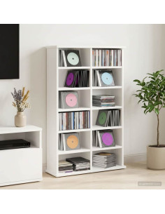 Mobile per CD Bianco 60 x 17 x 92 cm Legno ingegnerizzato