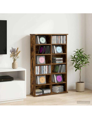 Mobile per CD Rovere Fumo 60 x 17 x 92 cm Legno ingegnerizzato