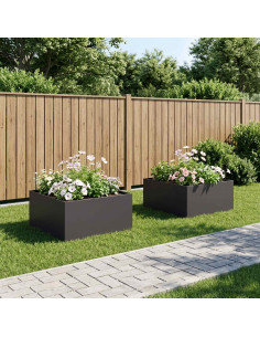 Vaso da giardino 2 pz Nero 60 x 60 x 40 cm