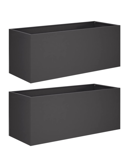 Vaso da giardino 2 pz Nero 80 x 40 x 40 cm
