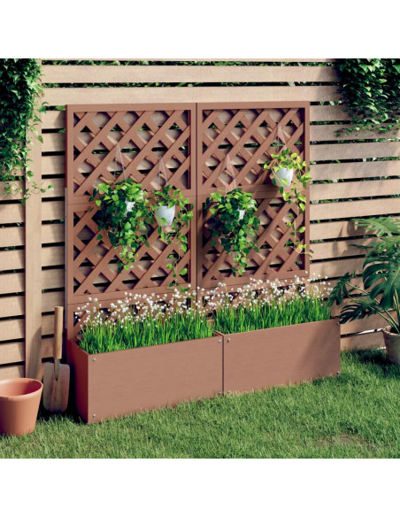 Fioriere a Traliccio 2pz Marroni 65x33x135 cm WPC
