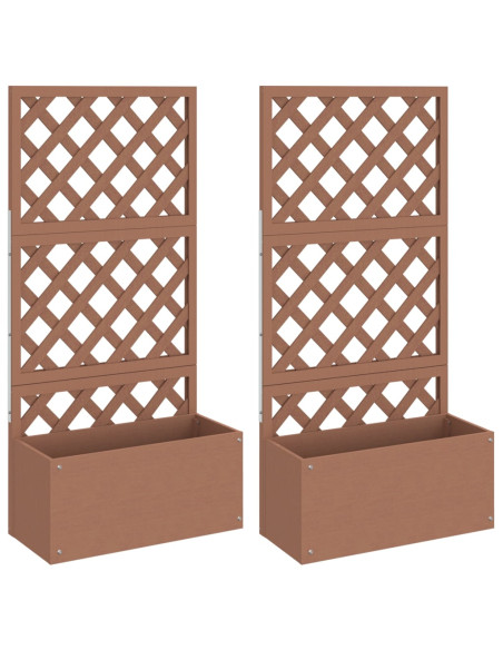 Fioriere a Traliccio 2pz Marroni 65x33x135 cm WPC