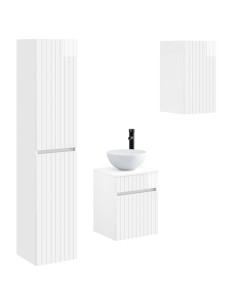 Set di mobili per il bagno 3 pz Bianco Lucido 2