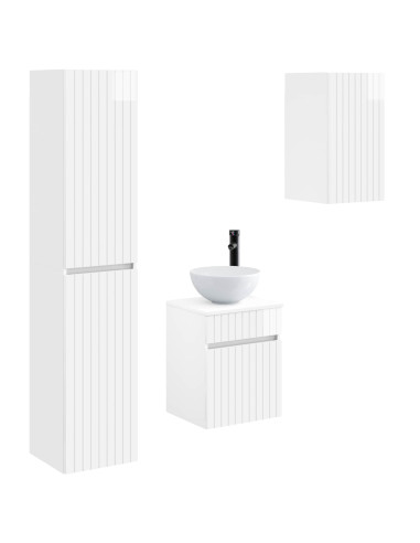 Set di mobili per il bagno 3 pz Bianco Lucido