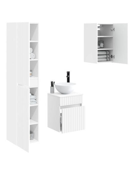 Set di mobili per il bagno 3 pz Bianco Lucido