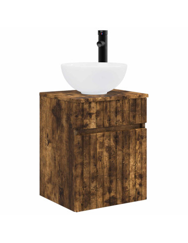 Set di mobili per il bagno 3 pz Rovere Fumo 33 x 34,5 x 160 cm