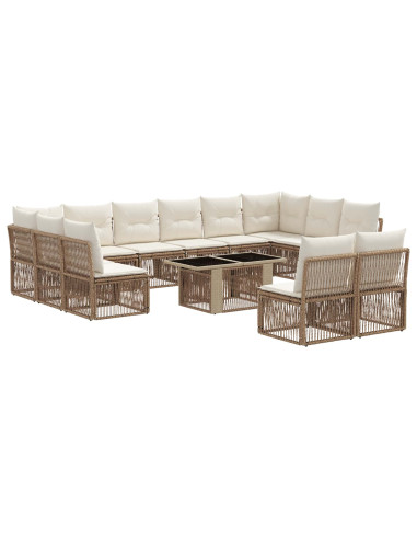 Set Divano da Giardino 13 pz Beige polyrattan