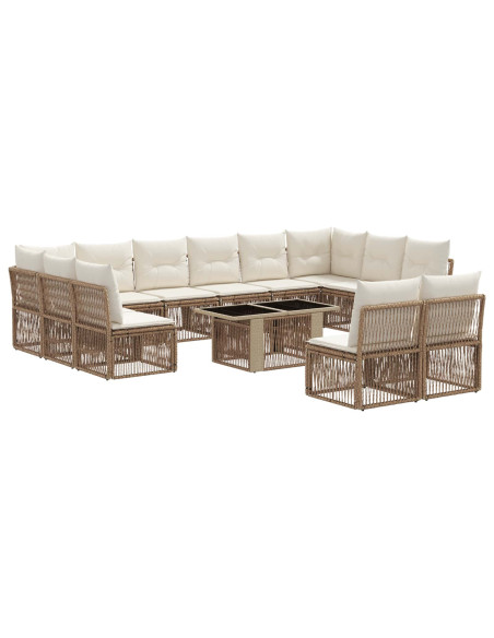 Set Divano da Giardino 13 pz Beige polyrattan