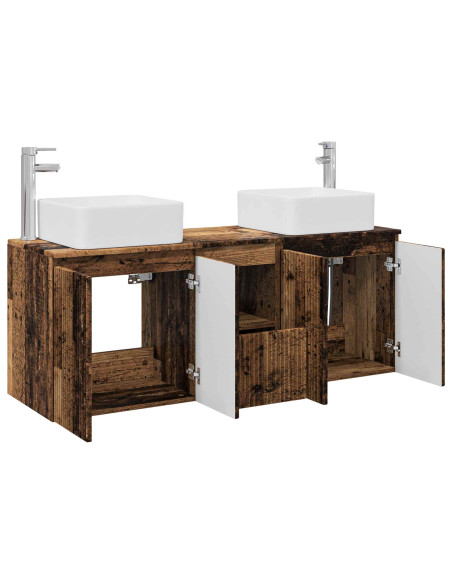 Set di Armadi da Bagno 3 pz Legno antico 49,5 x 41 x 63 cm