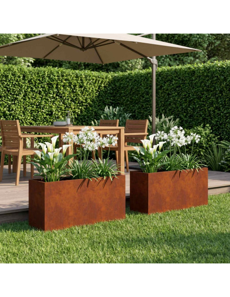 Vaso da giardino 2 pz Ruggine 100 x 30 x 50 cm Acciaio Corten