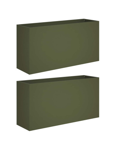 Vaso da giardino 2 pz Verde Oliva 100 x 30 x 50 cm