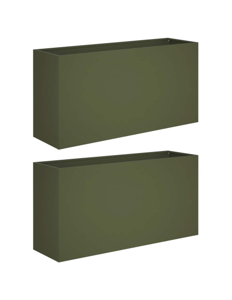Vaso da giardino 2 pz Verde Oliva 100 x 30 x 50 cm