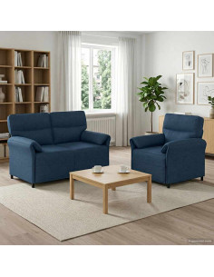 Set di divani 2 pz Blu Tessuto
