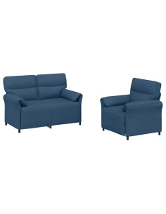 Set di divani 2 pz Blu Tessuto 2
