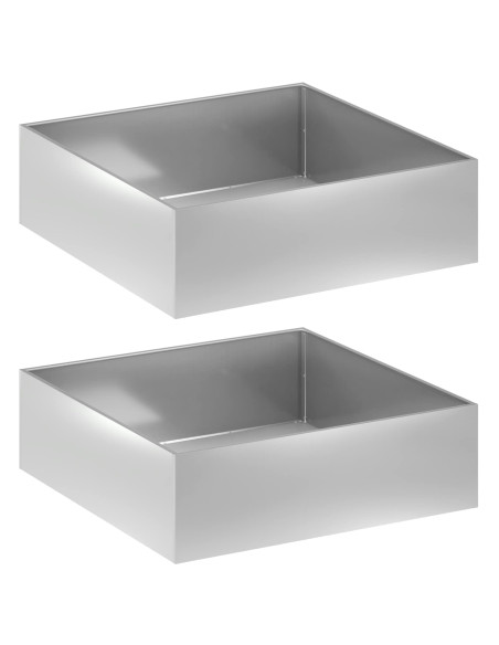 Vaso da giardino 2 pz Argento 100 x 100 x 30 cm Acciaio zincato