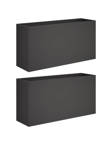 Vaso da giardino 2 pz Nero 100 x 30 x 50 cm