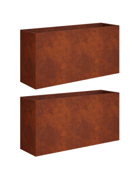 Vaso da giardino 2 pz Ruggine 100 x 30 x 50 cm Acciaio Corten