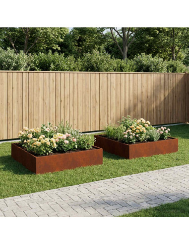 Vaso da giardino 2 pz Ruggine 100 x 100 x 20 cm Acciaio Corten
