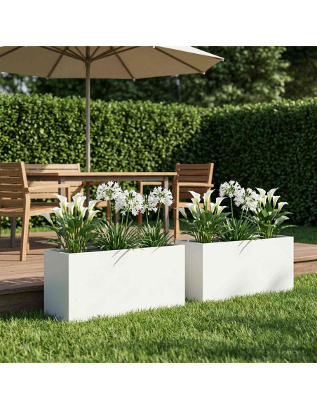 Vaso da giardino 2 pz Bianco 100 x 30 x 40 cm