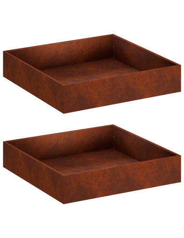 Vaso da giardino 2 pz Ruggine 100 x 100 x 20 cm Acciaio Corten