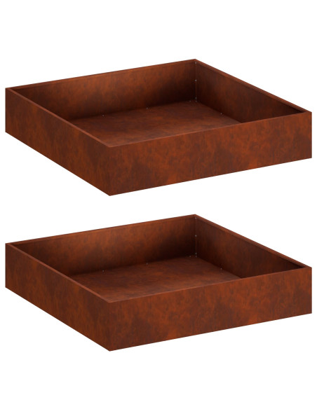 Vaso da giardino 2 pz Ruggine 100 x 100 x 20 cm Acciaio Corten