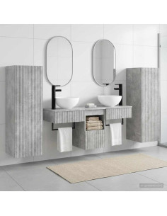 Set di mobili per il bagno 5 pz Grigio Cemento
