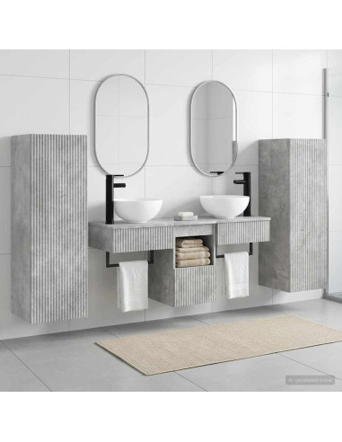 Set di mobili per il bagno 5 pz Grigio Cemento