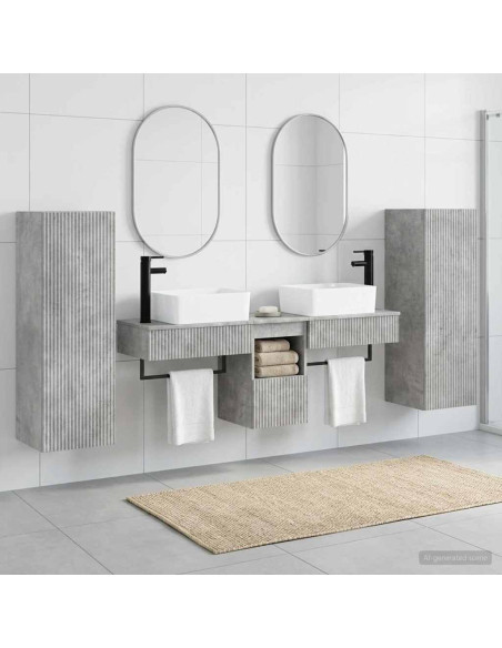 Set di mobili per il bagno 5 pz Grigio Cemento