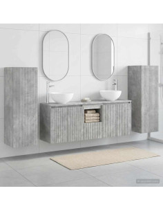 Set di mobili per il bagno 5 pz Grigio Cemento
