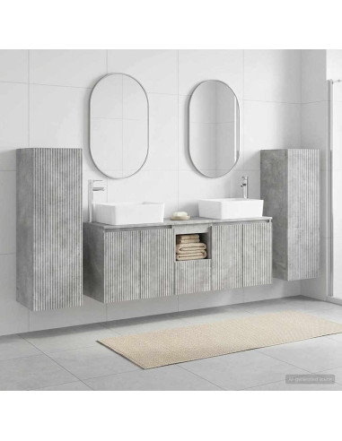 Set di mobili per il bagno 5 pz Grigio Cemento